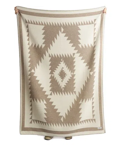 Lagomoro Geco Nut Geometric-pattern Blanket (200cm X 140cm) In Brown