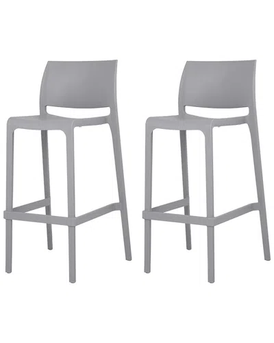 Lagoon Furniture Set Of 2 Sensilla Stackable Bar Stools In Gray
