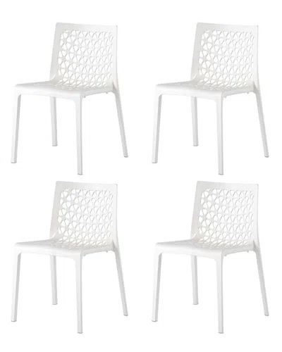 Lagoon Furniture Set Of 4 Milan Stackable Dining Chairs In White