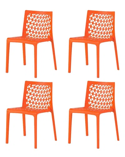 Lagoon Furniture Set Of 4 Milan Stackable Dining Chairs In Orange