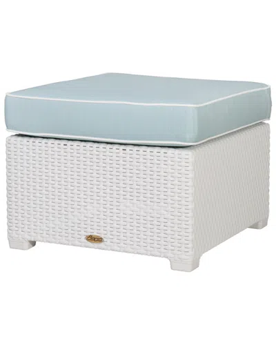 Lagoon Magnolia Rattan Ottoman In White