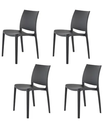 Lagoon Set Of 4 Sensilla Outdoor Stackable Dining Chairs In Gray