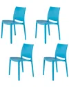 Lagoon Set Of 4 Sensilla Stackable Dining Chairs In Blue