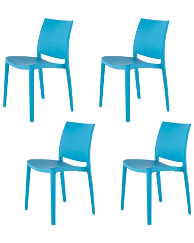Lagoon Set Of 4 Sensilla Stackable Dining Chairs In Blue
