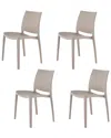 Lagoon Set Of 4 Sensilla Stackable Dining Chairs In Gray