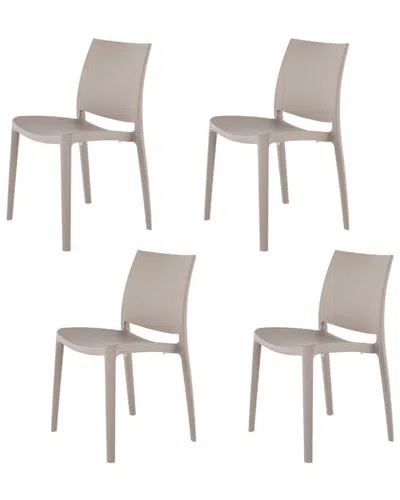 Lagoon Set Of 4 Sensilla Stackable Dining Chairs In Gray