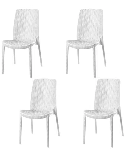 LAGOON LAGOON SET OF 4 STACKABLE RATTAN DINING CHAIRS