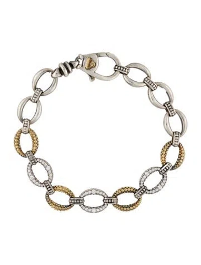 Pre-owned Lagos 1.05ctw Diamond Three Station Link Bracelet, 7" In Multi