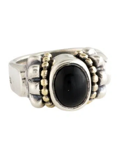 Pre-owned Lagos 1.24ct Onyx Caviar Cocktail Ring In Multicolor