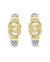 Lagos 14k & 18k Yellow Gold & Sterling Silver Signature Caviar Interlocking Small Hoop Earrings In Gold/silver