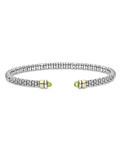 Lagos 14k Yellow Gold & Sterling Silver Signature Caviar Gemstone Cuff Bracelet In Metallic