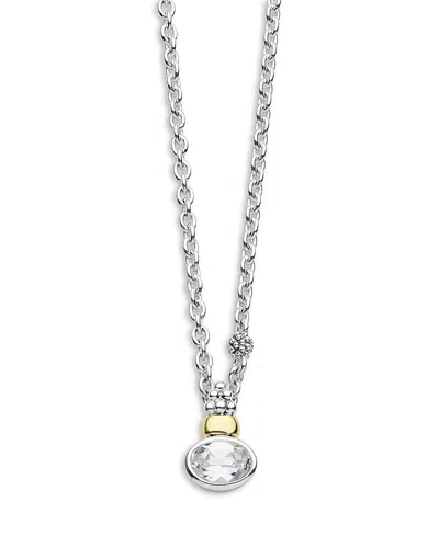 Lagos 14k Yellow Gold & Sterling Silver Signature Caviar Topaz Pendant Necklace, 18