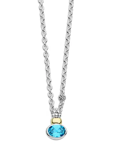 Lagos 14k Yellow Gold & Sterling Silver Signature Caviar Topaz Pendant Necklace, 18 In Metallic