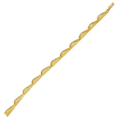 Pre-owned Lagos 18 Karat Yellow Gold And 3.20 Carat Diamonds Wave Bracelet