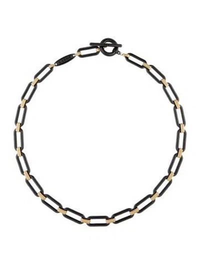 Pre-owned Lagos 18k & Ceramic Link Necklace, 18" In Multicolor