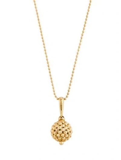 Pre-owned Lagos 18k Caviar Beaded Pendant Necklace, 30" In Multicolor