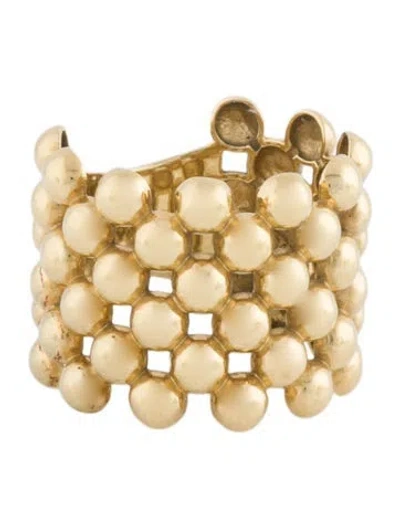 Pre-owned Lagos 18k Caviar Wide Beaded Ring In Multi