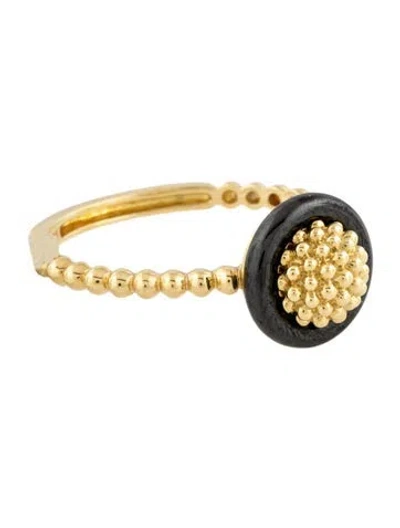 Pre-owned Lagos 18k Ceramic Meridian Cocktail Ring In Black