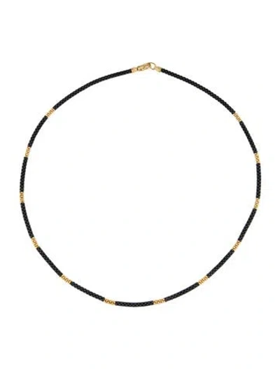 Pre-owned Lagos 18k Ceramic Station Necklace, 18" In Black