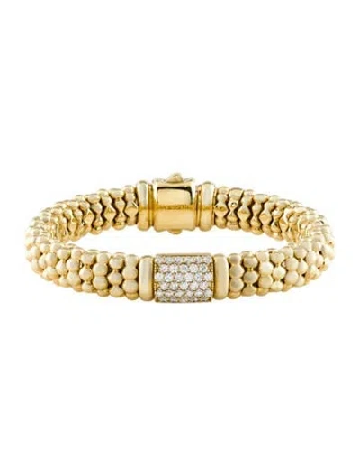 Pre-owned Lagos 18k Diamond Caviar Bracelet, 5.5" In Multi