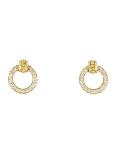 Pre-owned Lagos 18k Diamond Caviar Circle Drop Earrings In Multi