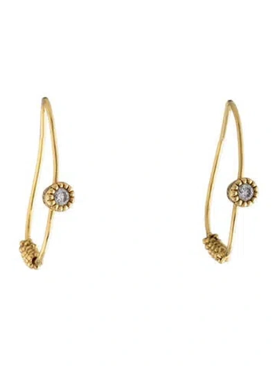 Pre-owned Lagos 18k Diamond Hoop Earrings In Multi