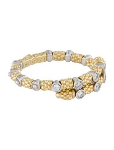 Pre-owned Lagos 18k Diamond Superfine Band Ring In Multi