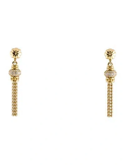 Pre-owned Lagos 18k Diamond Tassel Earrings In Multi