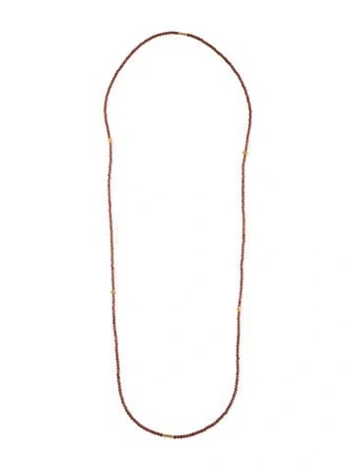 Pre-owned Lagos 18k Garnet Bead Strand Necklace, 34" In Burgundy
