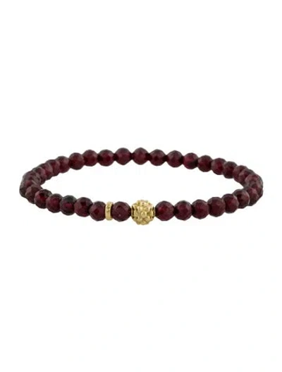 Pre-owned Lagos 18k Garnet Station Bead Bracelet, 6.5" In Transparent