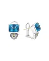 Lagos 18k Gold And Sterling Silver Caviar Color Stud Huggie Drop Earrings With Swiss Blue Topaz In Blue/silver