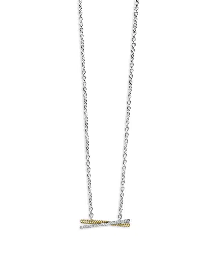 Lagos Caviar Lux Two Tone X Diamond Pendant Necklace In Gold
