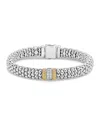 Lagos 18k Gold & Sterling Silver Diamond Lux Single Station Bracelet, 9mm In White/silver