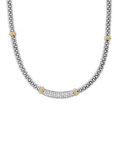 LAGOS 18K GOLD AND STERLING SILVER DIAMOND LUX STATION NECKLACE, 16,04-81030-DD16