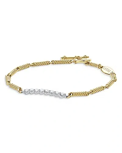 Lagos 18k Gold & Sterling Silver Signature Caviar Superfine Diamond Bracelet In White/gold