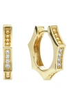 Lagos 18k Yellow Gold Caviar Gold Diamond Hexagon Huggie Hoop Earrings In Gold