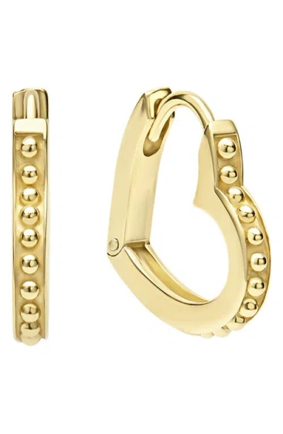Lagos 18k Gold Caviar Heart Huggie Hoop Earrings