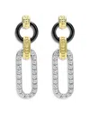 Lagos 18k Gold Signature Caviar Diamond & Black Ceramic Link Drop Earrings In Multi