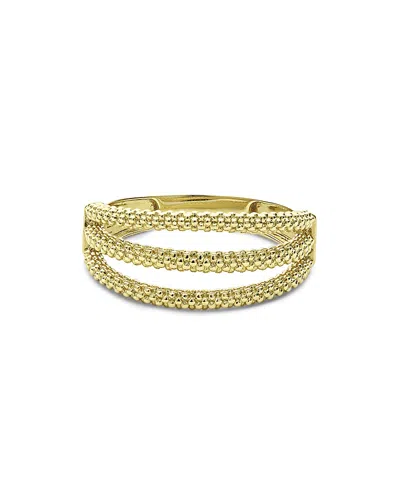 LAGOS 18K GOLD SIGNATURE CAVIAR THREE ROW BEADED RING