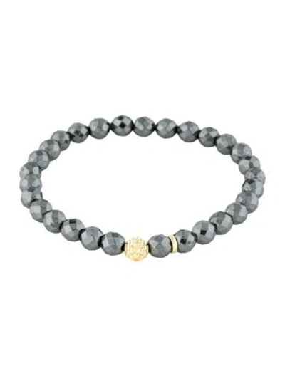 Pre-owned Lagos 18k Hematite Caviar Icon Bead Bracelet, 6.5" In Multicolor