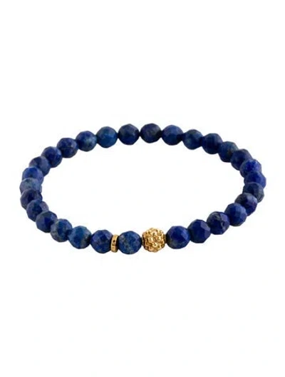 Pre-owned Lagos 18k Lapis Lazuli Bead Bracelet, 6.75" In Blue