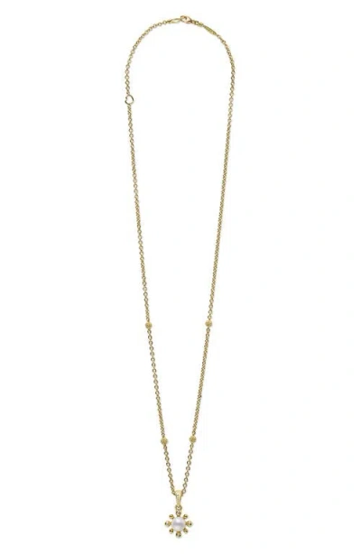 Lagos 18k Luna Fleur Pearl & Diamond Pendant Necklace In Gold