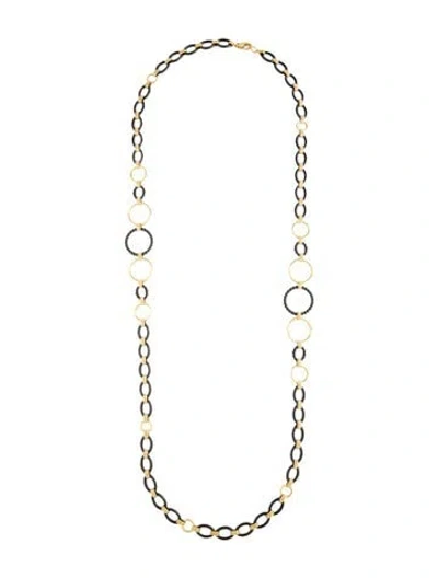 Pre-owned Lagos 18k Meridian Ceramic Necklace, 37" In Black