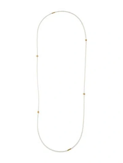 Pre-owned Lagos 18k Pearl Caviar Icon Bead Necklace, 33.5" In Multi