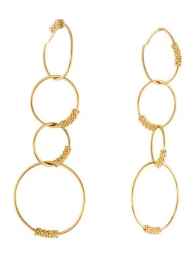 Pre-owned Lagos 18k Superfine Circle Hoop Drop Earrings In Multicolor