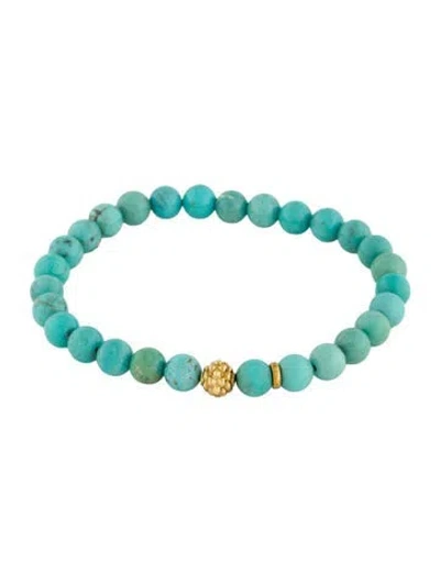 Pre-owned Lagos 18k Turquoise Station Bead Bracelet, 6.5" In Multi