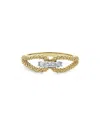 Lagos 18k White & Yellow Gold Signature Caviar Diamond Open Loop Ring In Gold/white
