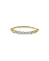 Lagos 18k White & Yellow Gold Signature Caviar Diamond Stacking Ring In Gold/white
