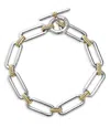Lagos 18k Yellow & Sterling Silver Signature Caviar Large Link Toggle Bracelet In Silver/gold