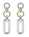 Lagos Sterling Silver And 18k Signature Caviar 3-part Circles And Oval Drop Earrings In Silver/gold
